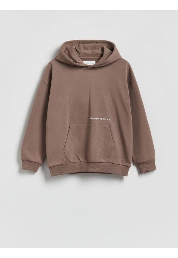 Reserved - Bawełniana bluza oversize - brązowy. Kolor: brązowy. Materiał: bawełna