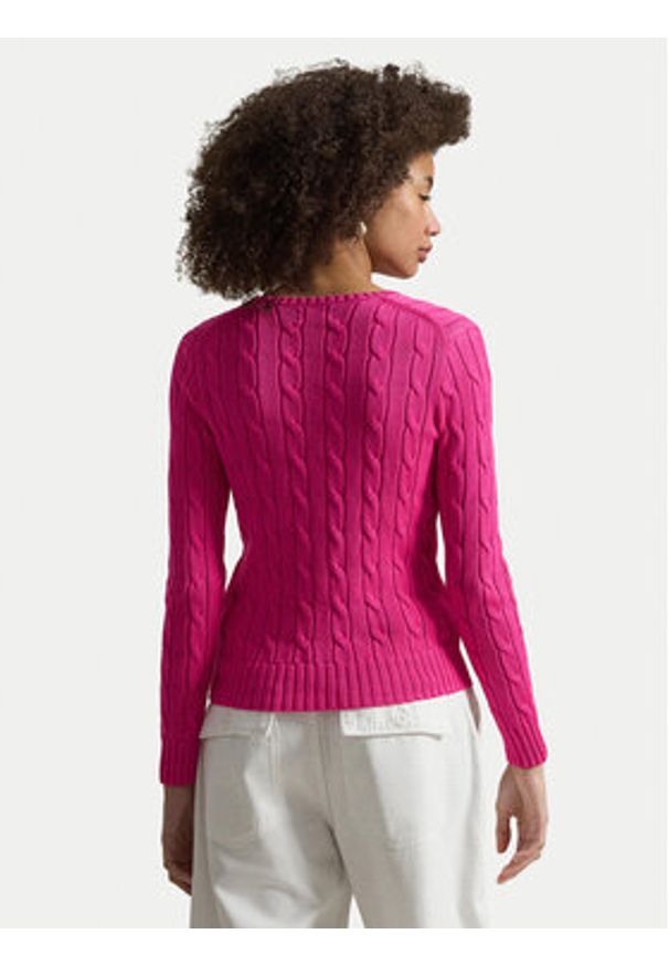 Polo Ralph Lauren Sweter 211971870509 Różowy Slim Fit. Typ kołnierza: polo. Kolor: różowy. Materiał: bawełna