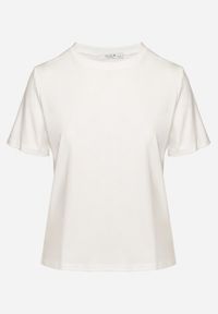 Born2be - Biały Wiskozowy T-shirt w Klasycznym Stylu Arivoria. Okazja: na co dzień. Kolor: biały. Materiał: wiskoza. Wzór: aplikacja, bez wzorów. Styl: klasyczny #3