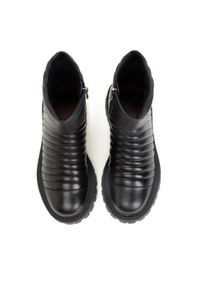 Kazar - Czarne skórzane trzewiki z efektownym pikowaniem. Kolor: czarny. Materiał: skóra. Szerokość cholewki: normalna. Wzór: aplikacja. Sezon: jesień. Styl: klasyczny #2