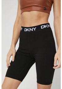 DKNY - Dkny Szorty damskie kolor czarny z nadrukiem high waist. Stan: podwyższony. Kolor: czarny. Materiał: dzianina. Wzór: nadruk #1