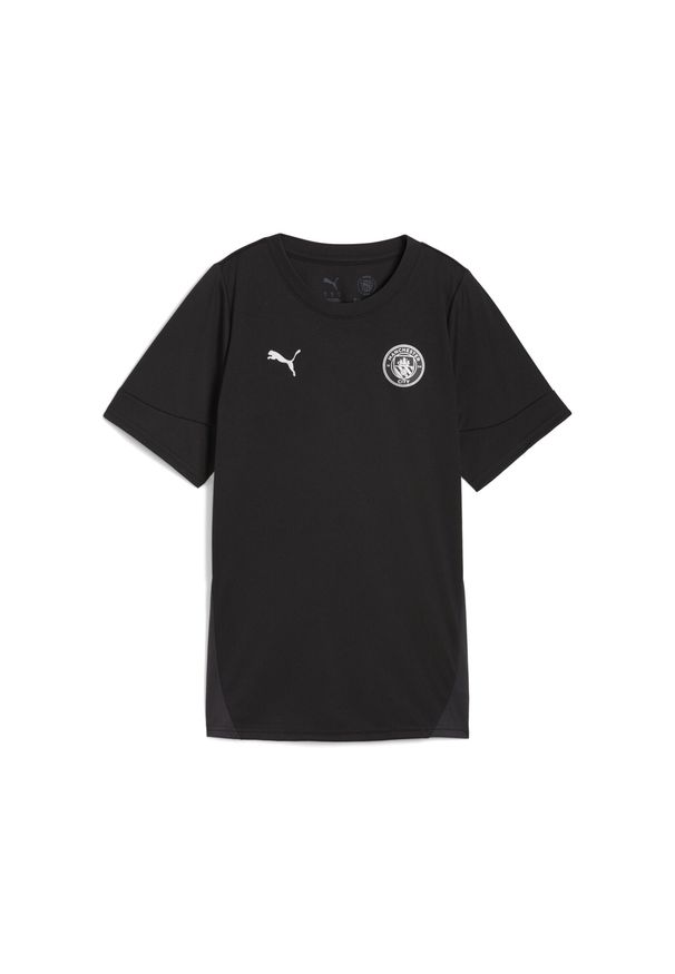 Puma - Damska koszulka treningowa Manchester City PUMA Black Silver Metallic. Kolor: czarny, szary, wielokolorowy. Sport: piłka nożna