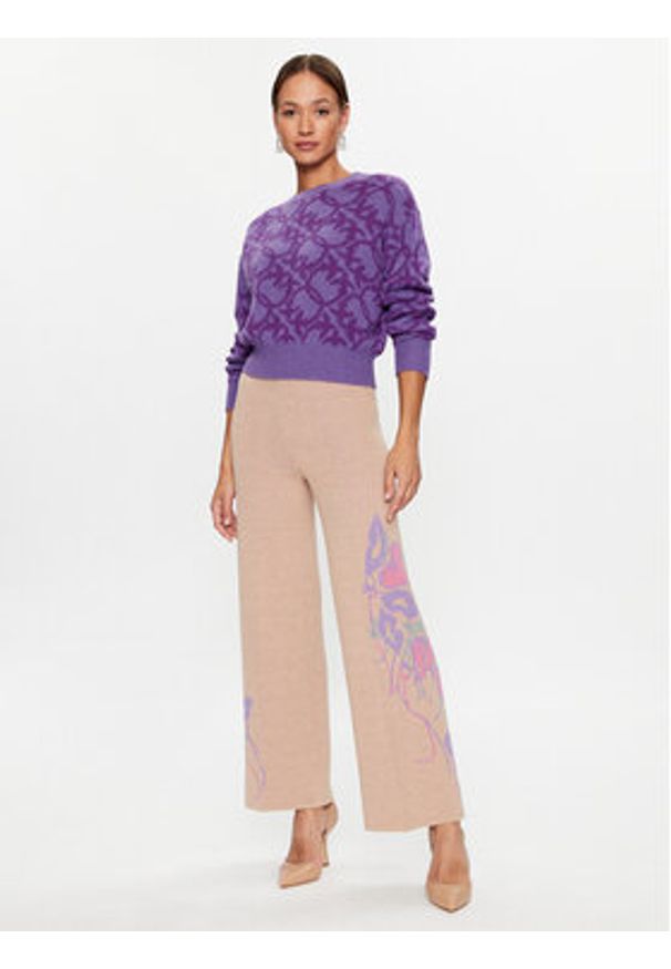 TwinSet - TWINSET Spodnie dzianinowe 232TP3681 Beżowy Wide Leg. Kolor: beżowy. Materiał: syntetyk, wiskoza