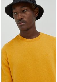 Superdry bluza męska kolor żółty gładka. Kolor: żółty. Materiał: dzianina. Wzór: gładki