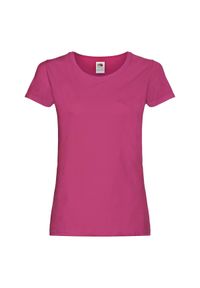 FRUIT OF THE LOOM - Oryginalna Bawełniana Koszulka Dla Kobiet. Kolor: różowy. Materiał: bawełna. Sport: turystyka piesza