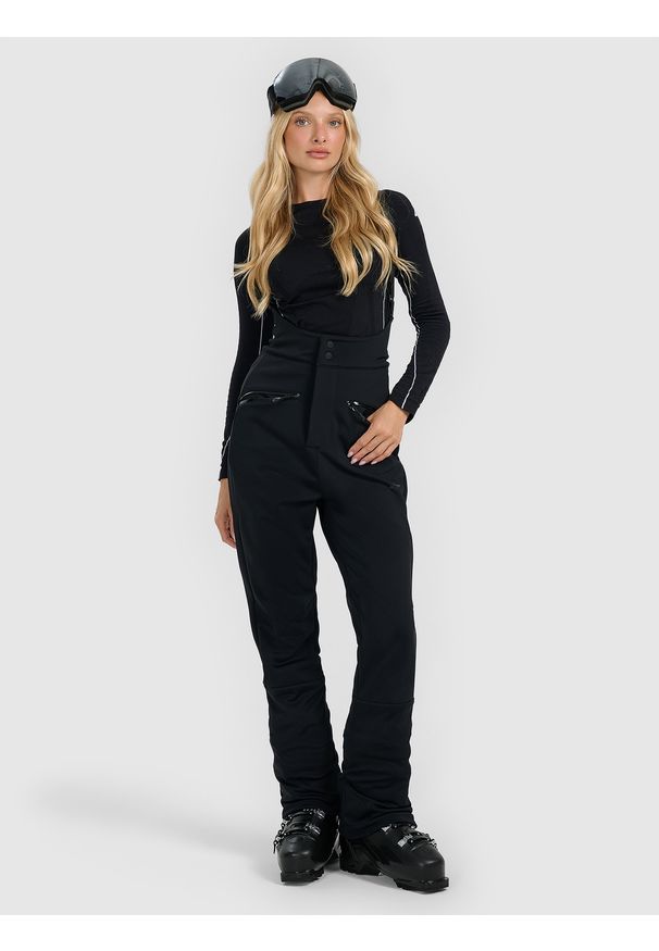 4f - 4F Spodnie narciarskie z szelkami membrana 15000 damskie - czarne M. Kolor: czarny. Sport: narciarstwo