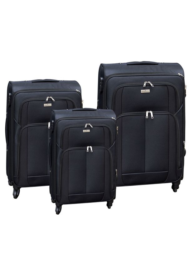 Zestaw trzech walizek Peterson PTN 5209-SET czarny. Kolor: czarny. Materiał: materiał