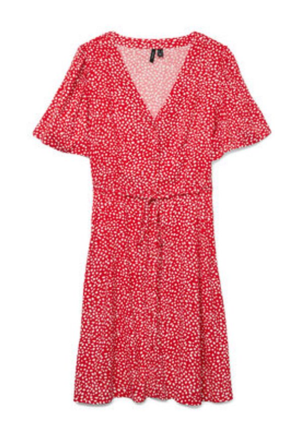 Vero Moda Sukienka letnia Alba 10292845 Czerwony Regular Fit. Kolor: czerwony. Materiał: wiskoza. Sezon: lato
