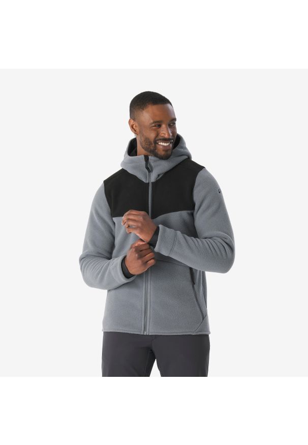 quechua - Polar turystyczny męski Quechua NH500 Warm. Typ kołnierza: kaptur. Kolor: szary, wielokolorowy, czarny. Materiał: poliester, materiał, elastan. Sport: turystyka piesza