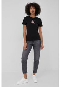 Calvin Klein Jeans t-shirt bawełniany kolor czarny. Okazja: na co dzień. Kolor: czarny. Materiał: bawełna. Wzór: nadruk. Styl: casual #3