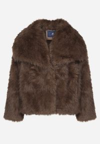 Born2be - Brązowa Kurtka Futro z Wsuwanymi Kieszeniami Liriena. Okazja: na co dzień, na spacer. Kolor: brązowy. Materiał: futro. Styl: casual, klasyczny, elegancki