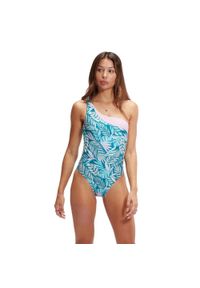 Asymetryczny Kostium Kąpielowy Speedo – Niebieski/Różowy – Rozmiar 38. Kolor: niebieski. Wzór: nadruk