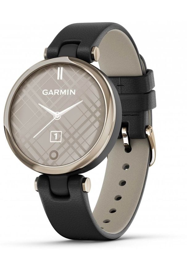 GARMIN - Garmin LILY Classic, Italian Leather, Cream Gold/Black. Rodzaj zegarka: smartwatch. Kolor: czarny, wielokolorowy, złoty. Styl: elegancki, casual, sportowy