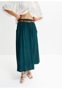 bonprix - Spódnica maxi z paskiem (komplet 2-częściowy). Kolor: zielony. Długość: długie #1