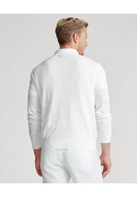 Ralph Lauren - RALPH LAUREN - Biały sweter męski. Typ kołnierza: polo. Kolor: biały. Materiał: len, materiał. Wzór: haft, ze splotem. Styl: klasyczny #5