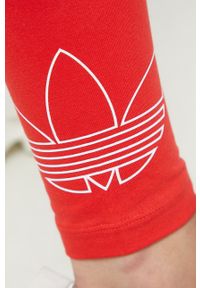 adidas Originals legginsy damskie kolor czerwony z nadrukiem. Kolor: czerwony. Materiał: bawełna. Wzór: nadruk #3