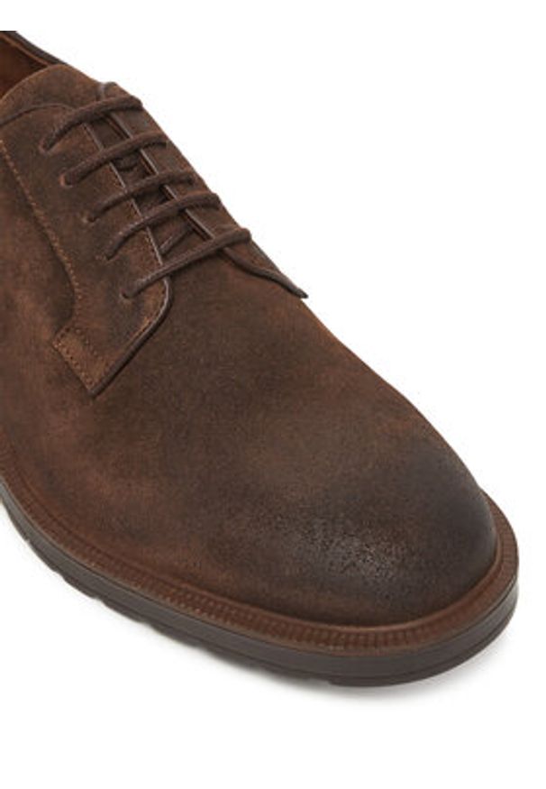 TOMMY HILFIGER - Tommy Hilfiger Półbuty Cleated Derby FM0FM05770 Brązowy. Kolor: brązowy. Materiał: zamsz, skóra