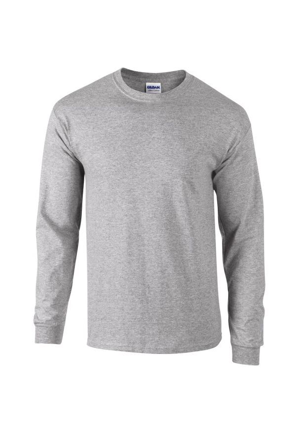 GILDAN - Koszulka z długim rękawem ultra bawełniana Gildan. Kolor: szary. Materiał: bawełna. Długość rękawa: długi rękaw. Długość: długie