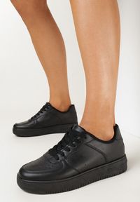 Born2be - Czarne Sneakersy na Platformie Zerassa. Kolor: czarny. Materiał: jeans. Obcas: na platformie #2