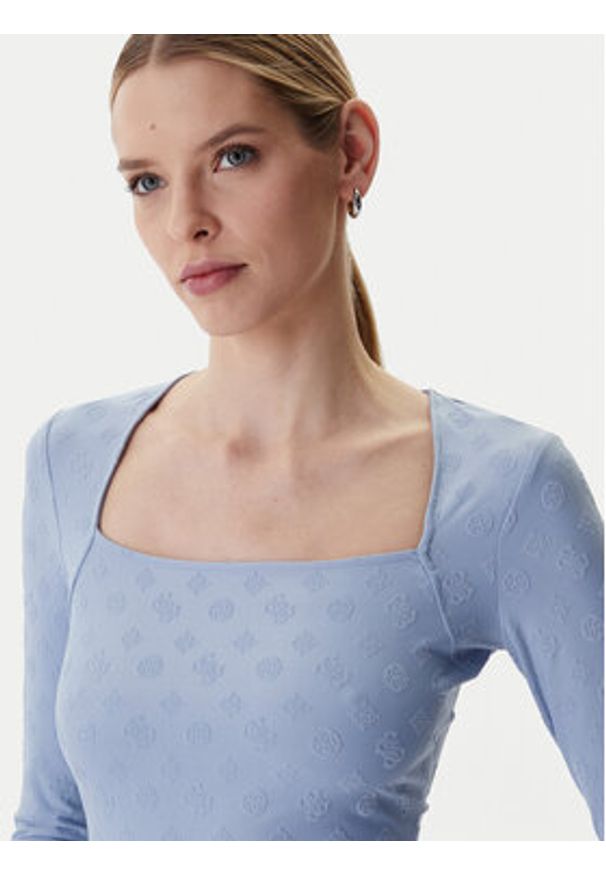 Guess Bluzka W6RP45 KA660 Niebieski Regular Fit. Kolor: niebieski. Materiał: syntetyk
