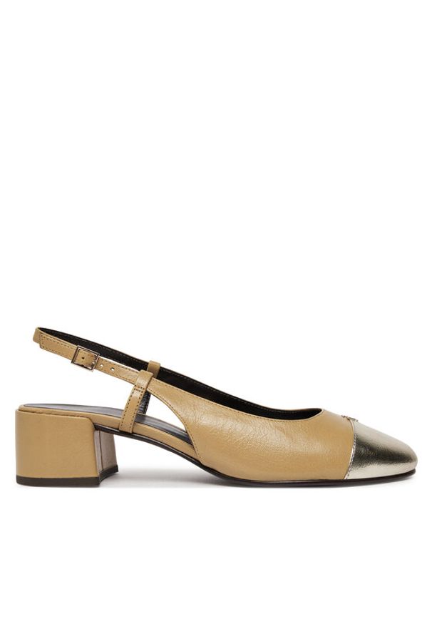 Tory Burch Sandały Cap-Toe Slingback Pump 156302 Brązowy. Kolor: brązowy. Materiał: skóra