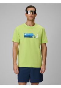 4f - 4F T-shirt regular z nadrukiem męski - zielony S. Okazja: na co dzień. Kolor: zielony. Materiał: materiał, bawełna, dzianina. Wzór: nadruk. Styl: sportowy, klasyczny, casual #1
