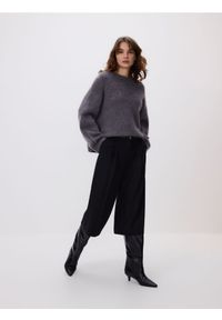 Reserved - Sweter z moherem i wełną - szary. Kolor: szary. Materiał: wełna, moher. Wzór: gładki #1