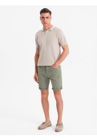 Ombre Clothing - Klasyczne męskie jeansowe szorty z podwiniętą nogawką – jasnooliwkowe V5 OM-SRDS-0162 - XXL. Kolor: oliwkowy. Materiał: jeans. Sezon: lato. Styl: klasyczny #3