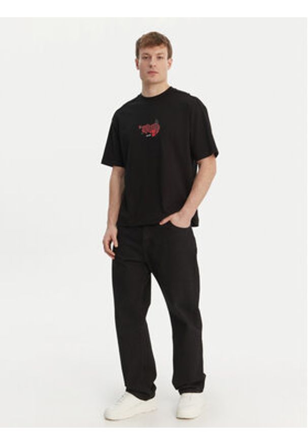 Hugo - HUGO T-Shirt Domans 50564642 Czarny Oversize. Kolor: czarny. Materiał: bawełna