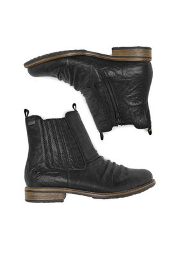 Rieker Botki 74855-00 Czarny. Kolor: czarny. Materiał: skóra