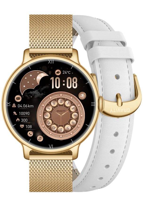Smartwatch Gravity SMARTWATCH Damski Gravity GT33-2 GD/GD/WH. Rodzaj zegarka: smartwatch