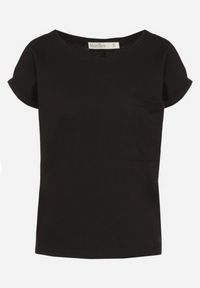 Born2be - Czarny T-shirt z Bawełny Ozdobiony Kieszonką Ziarene. Okazja: na co dzień. Kolor: czarny. Materiał: bawełna. Wzór: aplikacja. Styl: sportowy, casual #5