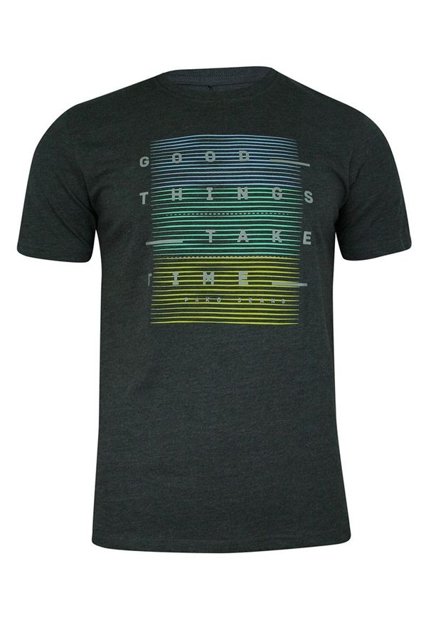 Pako Jeans - T-shirt Grafitowy, Szary, 100% Bawełna, z Nadrukiem, Męski, Krótki Rękaw, U-neck -PAKO JEANS. Okazja: na co dzień. Kolor: szary. Materiał: bawełna. Długość rękawa: krótki rękaw. Długość: krótkie. Wzór: nadruk. Styl: casual