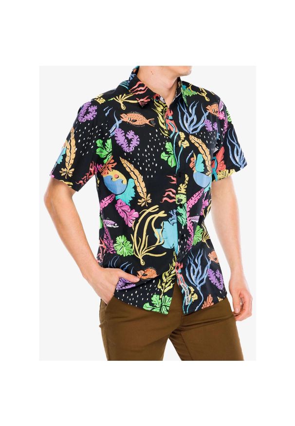 KAVU - Koszula turystyczna męska Kavu Festaruski. Kolor: czarny