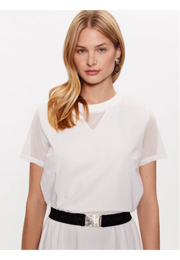 Liu Jo Sport Sukienka codzienna TA3164 JS088 Biały Regular Fit. Okazja: na co dzień. Kolor: biały. Materiał: bawełna. Typ sukienki: proste, sportowe. Styl: sportowy, casual