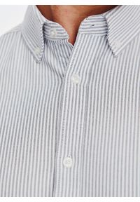 Pako Lorente - PAKO LORENTE – Koszula męska w szary prążek. Typ kołnierza: button down. Kolor: szary. Materiał: bawełna. Długość rękawa: długi rękaw. Długość: długie. Wzór: prążki #5