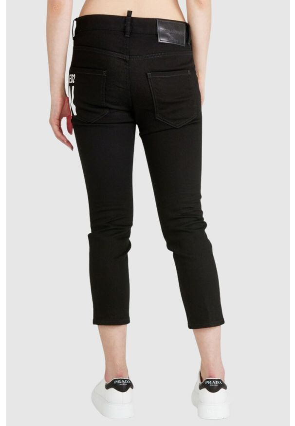 DSQUARED2 Icon forever cool girl cropped jeans czarne jeansy damskie, Rozmiar 40. Kolor: czarny. Wzór: aplikacja