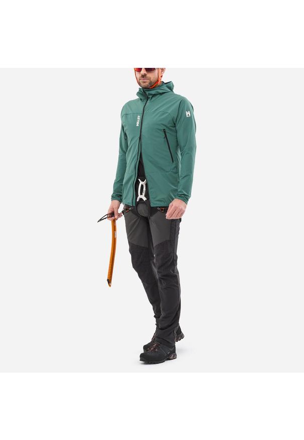 Kurtka softshell męska Millet Fusion XCS Hoodie M active fit. Kolor: zielony. Materiał: softshell