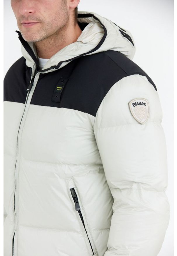 Blauer USA - BLAUER Szara kurtka męska Cooper z logo na kapturze, Rozmiar XXL. Kolor: szary