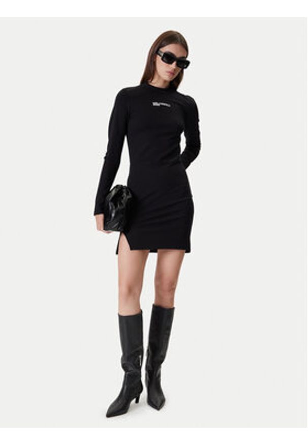 Karl Lagerfeld Jeans Sukienka codzienna A4W13005 Czarny Slim Fit. Okazja: na co dzień. Kolor: czarny. Materiał: wiskoza. Typ sukienki: proste. Styl: casual