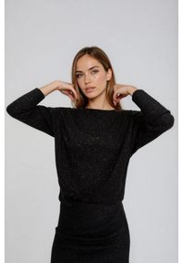 MOODO - Błyszcząca bluzka czarna. Kolor: czarny. Materiał: poliester, wiskoza, elastan #1