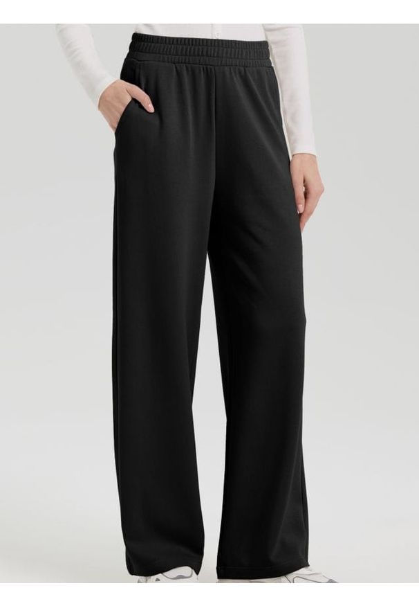 Sinsay - Spodnie z szeroką nogawką - czarny. Kolor: czarny
