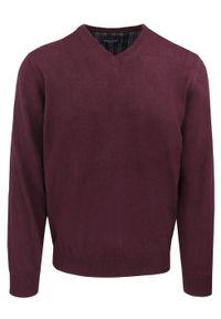 Męski, Bawełniany Sweter w Serek (V-neck) - Adriano Guinari - Bordo, Melanż. Okazja: na spotkanie biznesowe, do pracy, na co dzień. Typ kołnierza: dekolt w serek. Kolor: czerwony. Materiał: bawełna. Wzór: melanż. Styl: elegancki, casual, klasyczny, biznesowy #1