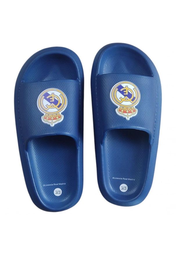 Real Madrid - Real Madryt klapki Beach Pool Flip Flops Blue Eva granatowe. Kolor: niebieski. Styl: sportowy