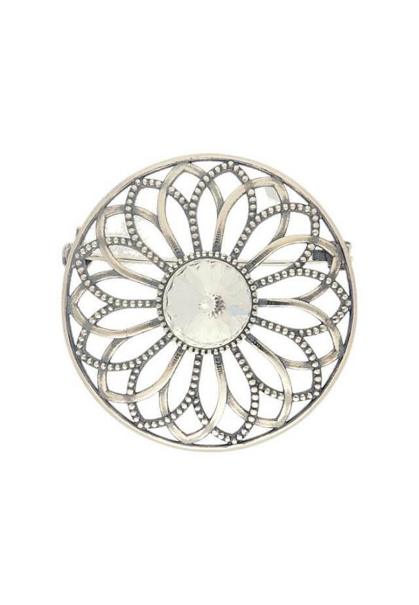 Polcarat Design - Broszka z kryształem Swarovskiego B 1758. Materiał: srebrne. Wzór: aplikacja. Kamień szlachetny: kryształ