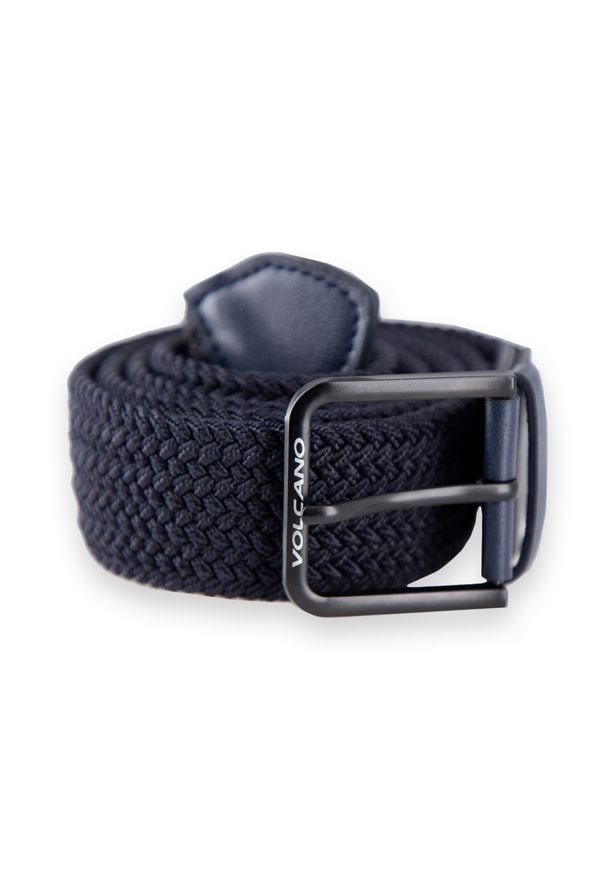 Volcano - Dzianinowy, pleciony pasek męski A-TOM. Materiał: dzianina. Wzór: napisy. Styl: elegancki, klasyczny