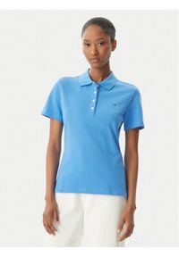 TOMMY HILFIGER - Tommy Hilfiger Polo 1985 WW0WW43225 Niebieski Slim Fit. Typ kołnierza: polo. Kolor: niebieski. Materiał: bawełna #1