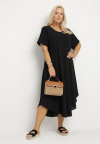 Born2be - Czarna Rozkloszowana Sukienka z Bawełną Elzedia. Okazja: na co dzień. Kolor: czarny. Materiał: bawełna. Typ sukienki: rozkloszowane. Styl: casual, elegancki #5