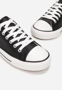 Renee - Czarne Trampki Phiateia. Nosek buta: okrągły. Zapięcie: sznurówki. Kolor: czarny. Materiał: materiał, kauczuk #2