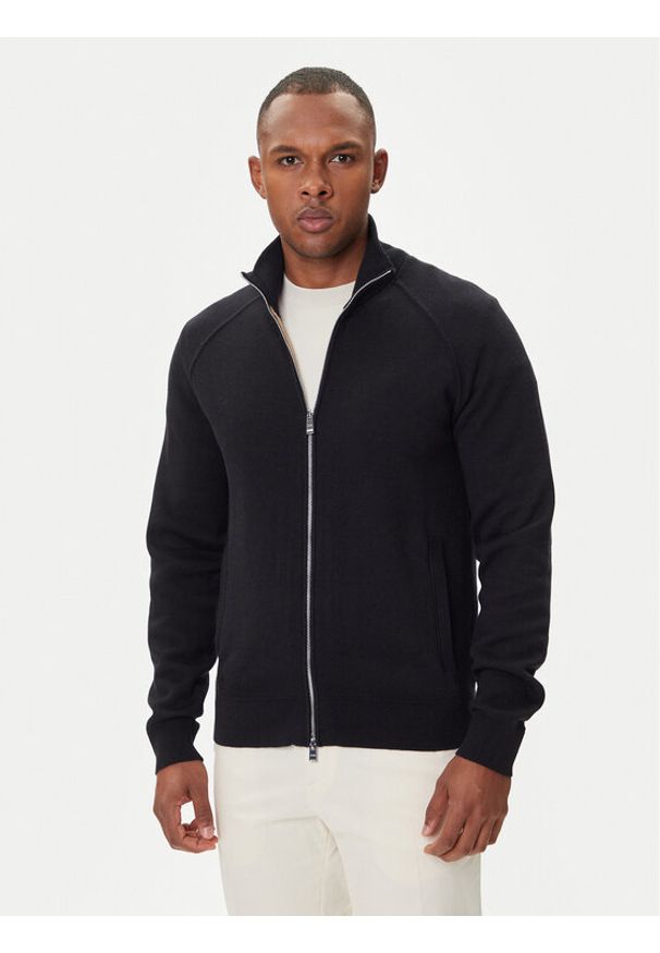 BOSS Kardigan H-Idino 50543150 Czarny Regular Fit. Kolor: czarny. Materiał: wełna, bawełna